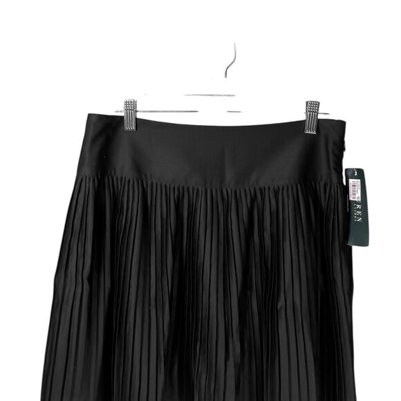 Ralph Lauren Skirt Black White Pleated Midi Preppy Old Money Elegant Size 6 NWT - Picture 5 of 9